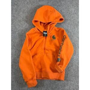 Carhartt Pullover Hoodie Toddler 3T Orange 1/2 Zip Graphic Sleeve Streetwear